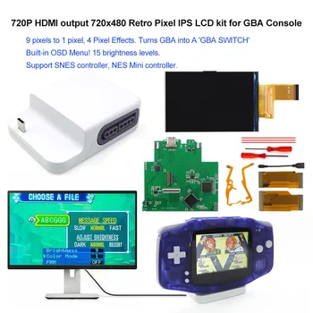 720x480 ЖК-дисплей Retro Pixel IPS с HDMI-совместимой станцией 720P для консоли Game Boy Advance превращает GBA в коммутатор GBA 0