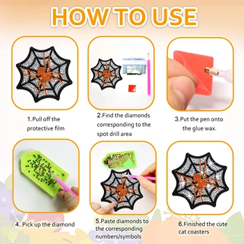 8 шт./компл. DIY Diamond Art Coasters для взрослых Spider Net Diamond Painting Coasters с держателем Diamond Art Painting Coasters Sets 5