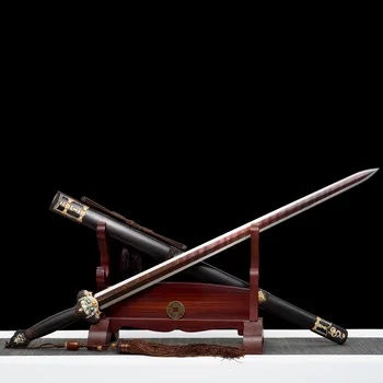97см Средневековое дерево с рисунком сердца меч боевой готовности дамасская сталь Истинный меч Острый воин позолоченная серебряная вставка катана