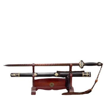 97см Средневековое дерево с рисунком сердца меч боевой готовности дамасская сталь Истинный меч Острый воин позолоченная серебряная вставка катана 4