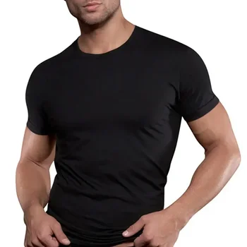 A3256 Мужчины С коротким рукавом черная Твердая хлопковая футболка Тренажерные залы Фитнес Бодибилдинг Тренировки футболки Мужские летние повседневные тонкие футболки 1