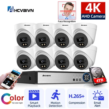 AHCVBIVN 8CH 8MP AHD Система видеонаблюдения Комплект видеонаблюдения с полноцветными ночными камерами видеонаблюдения DVR Видеокамера для дома XMeye App