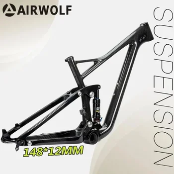 Airwolf 29ER Полностью карбоновая подвеска Велосипедная рама Сквозная ось 148 * 12 мм Задние вешалки Длинноходный трейловый велосипед Рама MTB
