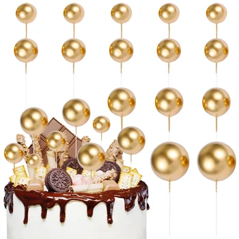 Amosfun 20 шт. Топпер для торта Круглые шаровые топперы для кексов Выбор украшения для торта на день рождения