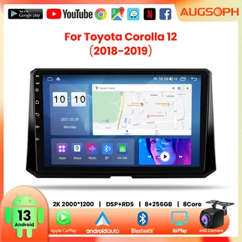 Android 13 Автомагнитола для Toyota Corolla 12 2018-2019,10-дюймовый мультимедийный плеер с 4G WiFi Carplay и 2Din GPS