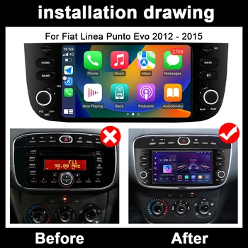 Android 13 Авторадио для Fiat Linea Punto evo 2012-2015 Авто Радио Мультимедиа Bluetooth 6,2-дюймовый сенсорный экран DVD-плеер NO 2DIN 5