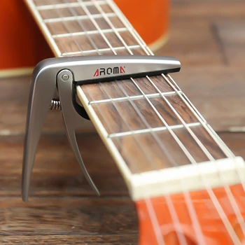 AROMA Каподастр для классической гитары Материал из сплава и силикон Управление одной рукой Аксессуары для гитары серебристого цвета