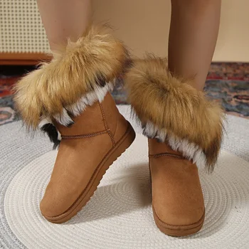 BCEBYL Новая зима однотонная модная удобная с круглым носком повседневная плюс бархатная теплая противоскользящая женская обувь сапоги на платформе