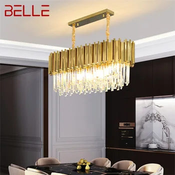 BELLE Золотая люстра Хрустальный прямоугольный подвесной светильник Постмодернистский светодиодный светильник для дома Гостиная Столовая