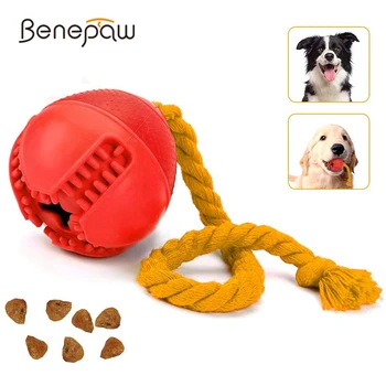 Benepaw Strong Rope Игрушки для собак Интерактивный нетоксичный резиновый мяч для раздачи пищи для маленьких больших собак Дрессировка домашних животных Чистка зубов 0