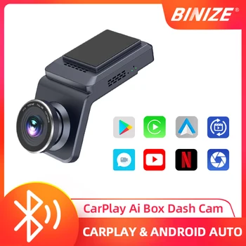Binize CarPlay AI Box Dash Cam Wireless Android Auto Qualcomm 8-ядерный 4+64G 1080P YouTube Netflix GPS 4G LTE
