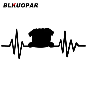  BLKUOPAR для собаки Линия сердцебиения с мопсом Автомобильные наклейки Солнцезащитный крем Креативные наклейки Забавный высечка Караван Доска для серфинга Декор Автотовары