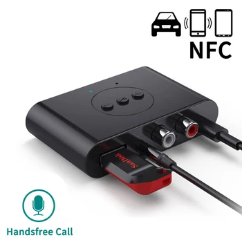 Bluetooth 5.0 Аудио Ресивер U Диск NFC RCA 3,5 мм 3,5 AUX Jack Стерео Музыка Беспроводной адаптер с микрофоном Для автомобильного комплекта Динамик