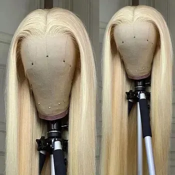  Bombshell Бесклеевые синтетические 13X4 Кружевные передние парики Медовый блондин Прям Высококачественное термостойкое волокно Волосы для женщин Косплей