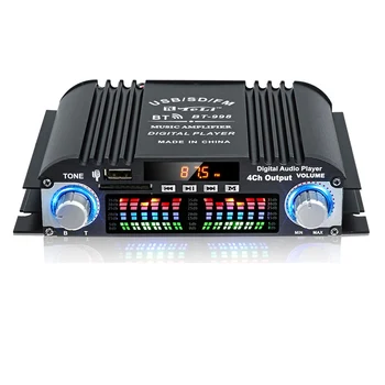 BT-998 HIFI Цифровой усилитель звука ЖК-дисплей Класс D Усилитель мощности Bluetooth-радио Авто Домашняя колонка FM USB SD