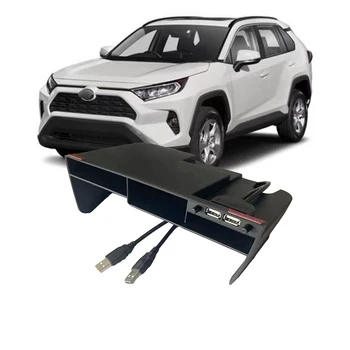  Car Center Консоль Ящик для хранения Органайзер Лоток USB-порта Зарядное устройство Лоток для Toyota RAV4 2019 2020 2021 Аксессуары для интерьера