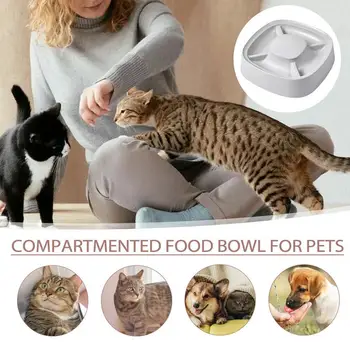  Cat Slow Feeder Приподнятый ободок Защита от разлива Медленная миска против глотания Здоровое питание Миска для корма для домашних животных замедляет домашних животных, которые едят весело 4