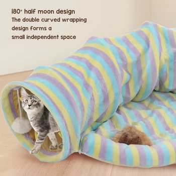  Cat Tunnel Bed Мягкая и удобная складная игрушка для кошек с ковриком для кошек, собак, кроликов 3