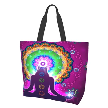 Chakra Mandala Большие сумки для женщин Многоразовые сумки для продуктов Большие сумки для покупок для йоги