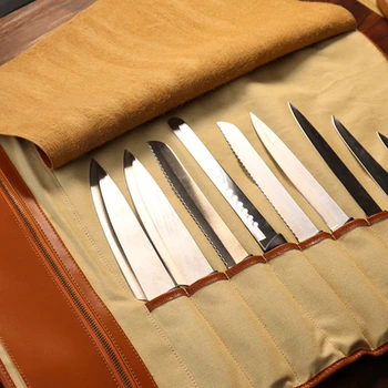 Chef Knife Сумка Нож Рулон вмещает 10 ножей Карман для кухонных принадлежностей Нож для автомобиля Дропшиппинг 3