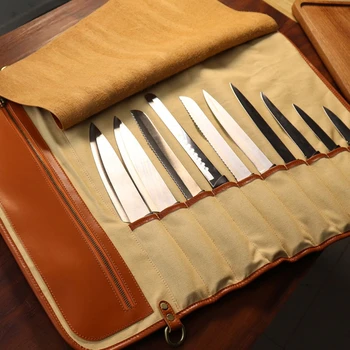 Chef Knife Сумка Нож Рулон вмещает 10 ножей Карман для кухонных принадлежностей Нож для автомобиля Дропшиппинг 4