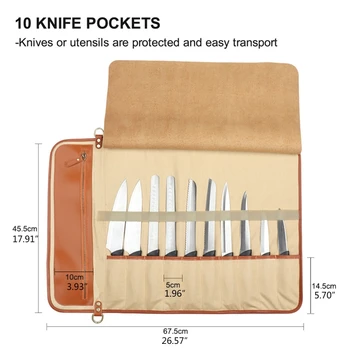 Chef Knife Сумка Нож Рулон вмещает 10 ножей Карман для кухонных принадлежностей Нож для автомобиля Дропшиппинг 5