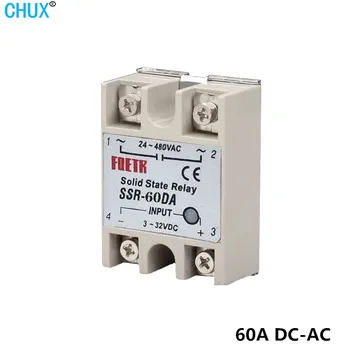 CHUX SSR Реле 60 А постоянного тока в переменный ток 3-32 В постоянного тока 24 В переменного тока 220 В переменного тока Однофазное твердотельное реле SSR-60DA