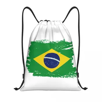 Custom Flag Of Brazil Кулиска Сумка для покупок Йога Рюкзаки Мужчины Женщины Бразильский Гордый Спортзал Спортзал Мешок