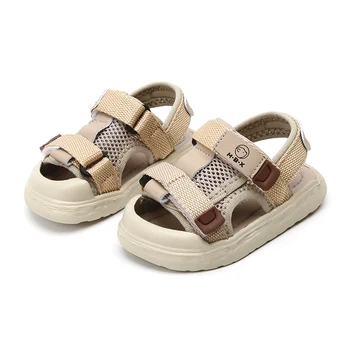 DIMI 2023 Летняя детская обувь Дышащая сетка Детские сандалии Baotou Cutout Мягкие удобные плоские детские сандалии