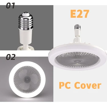 E27 Потолочный вентилятор с подсветкой Светодиодный вентилятор Спальня Декор гостиной Потолочный светильник с пультом дистанционного управления 5
