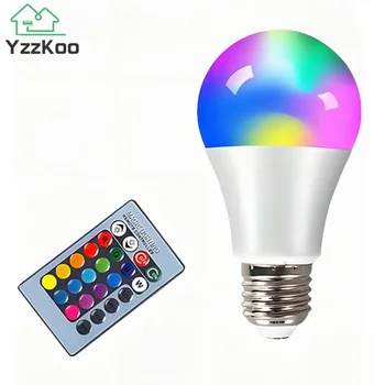 E27 Светодиодная RGB лампа Лампа прожектора переменного тока 85-265 В Bombillas LED 4 Вт 10 Вт 15 Вт ИК-пульт дистанционного управления Светодиодная лампа Умная светодиодная RGBW лампа Домашний декор