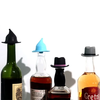 E5BB Пробки для бутылок Шляпная форма Запечатанная пробка для бутылок Домашний вакуум Wine Saver Насос в форме шляпы Аксессуары для бара Силиконовый материал 5