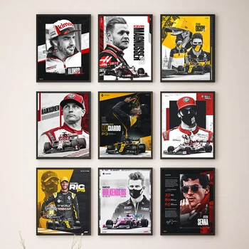F1 Racer Плакат Чемпиона мира F1 Formula Racing Rennfahrer Rennwagen Украшение Искусство Декор Живопись Комната Настенный холст