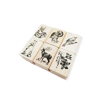 Forest World Симпатичные деревянные резиновые штампы своими руками Дневник Скрапбукинг Набор штампов