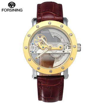 FORSINING Классические мужские часы Кожаные автоматические механические часы ведущих брендов Светящиеся стрелки Relogio Masculino 0