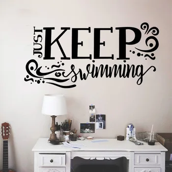 Funny keep swim Защита окружающей среды Виниловые наклейки для детских комнат Декор детской комнаты Съемный декор Настенные наклейки 3604