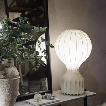 Gatto Cocoon Настольная лампа Nordic Designer шелковая лампа Для барного кабинета Крытый домашний прикроватный свет с горячим воздухом Лампа для гостиной спальни 4