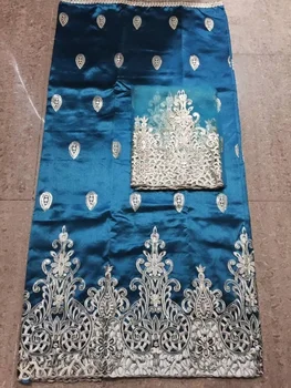 George с блузкой 2022 горячая распродажа Высококачественная африканская ткань Джорджа СИНЯЯ свадебная кружевная ткань с пайетками для женщин свадебное платье 5