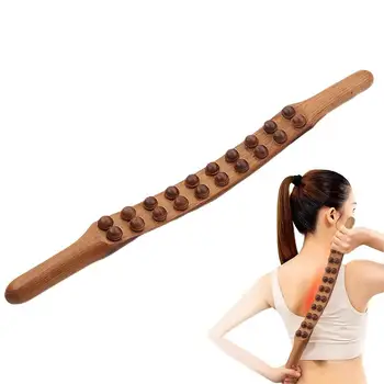 Gua Sha Scrapping Massager Tool 60CM Wood Gua Sha Tools With 20 Massage Balls Handheld Manual Guasha Stick For Neck Back Stomach