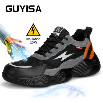 GUYISA Рабочая обувь Защитная обувь Стальной носок Изолированный 10 кВ легкий Размер 37-45 Черный Защита от ожогов Защита от разрушения