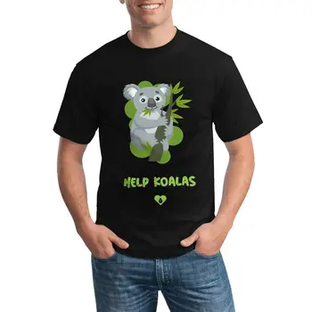 Help Koala Футболки животные Мода Графические футболки O Шея Принт Футболка Хлопок Узор Топ Футболки Мужчина Плюс Размер 4XL 5XL