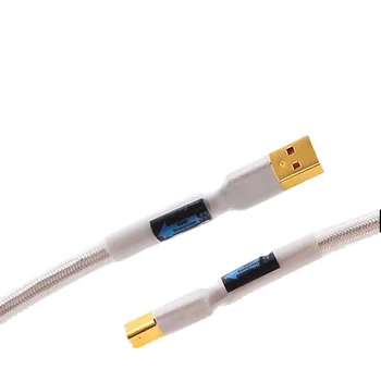HiFi Аудио Цифровая линия QED Посеребренный медный кабель USB A To B для ПК Декодер ЦАП Микшер Звуковая карта