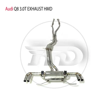 HMD Производительность выхлопной системы из нержавеющей стали Catback со средней трубой для Audi Q8 2019-2023 3.0T Электронный глушитель клапана