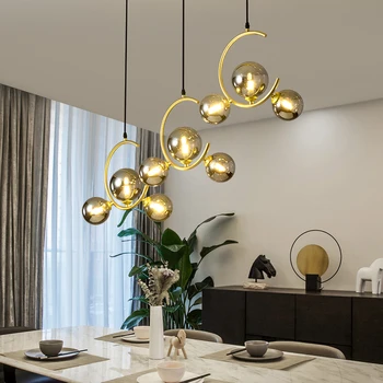 Iron Art глобус люстра Золотой черный стеклянный абажур для столовой Потолочный подвесной светильник шнур Кухня Подвесной люстровый дизайн 4