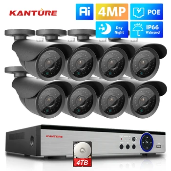 KANTURE 2K CCTV Система камер видеонаблюдения 8CH POE 4MP Ai Human Detection Водонепроницаемая IP-камера Ночное видение Комплект видеонаблюдения