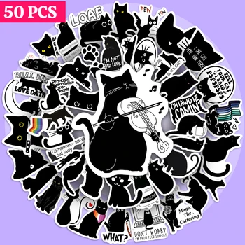 Kawaii Милая черная кошка Тема Наклейки Украшение Самоклеящиеся наклейки для скрапбукинга Водонепроницаемый ПВХ Ноутбук Телефон Багаж
