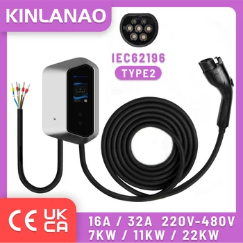 KINLANAO Wallbox EV Зарядное устройство типа 2 Вилка 32 А 7 кВт IEC62196 1-фазная настенная зарядная станция для электромобиля 0