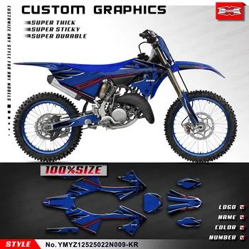 KUNGFU GRAPHICS Набор наклеек с логотипом мотоцикла для Yamaha YZ125 YZ250 YZ 125 250 YZ125X YZ250X 2022 2023 2024, синий