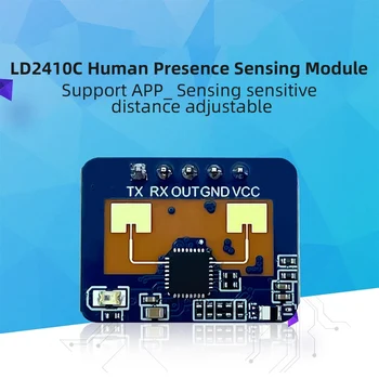 LD2410C 24 ГГц Модуль датчика движения присутствия человека Поддержка Bluetooth-совместимое приложение Чувствительный радиолокационный модуль FMCW Модуляция DIY