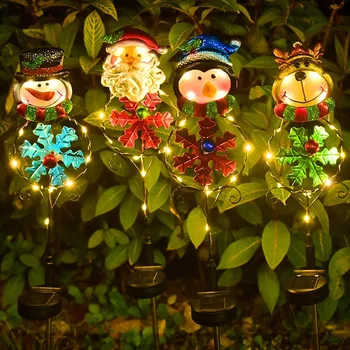 LED Солнечный свет Санта-Клаус Снеговик Лось Ночник Рождество Водонепроницаемый Ландшафт Открытый Сад Украшение Дома Новый год 2024